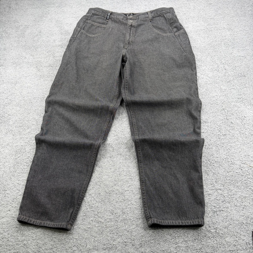 Vintage Guess Jeans Mens 38x30 Gray Button Zip Fly Baggy Tapered Pen Pocket READ
